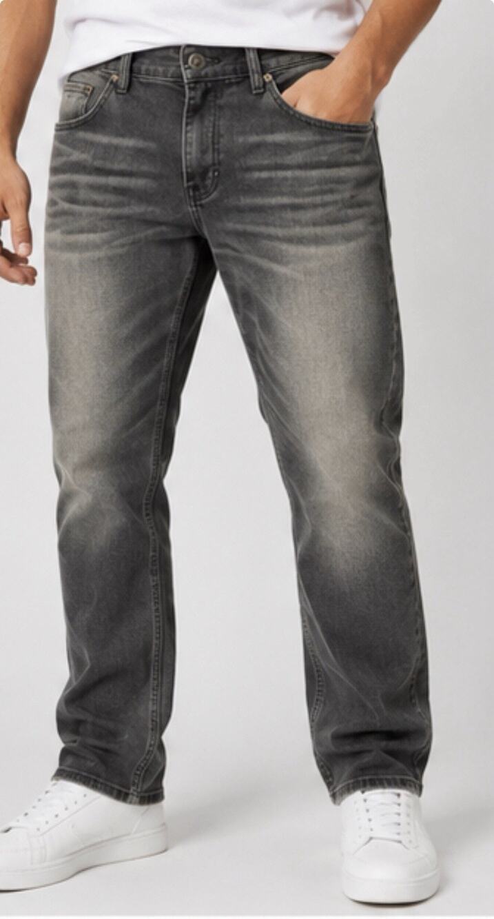 William Rast Men’s 38x32 Gray Straight Jeans Faded Stretch Denim